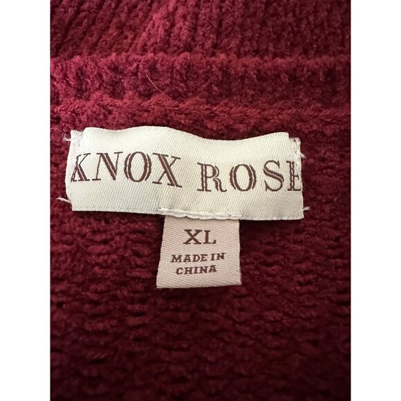 Knox Rose Burgundy Chenille Knit Sweater XL Medium Boho Balloon Sleeve Soft - Picture 3 of 7